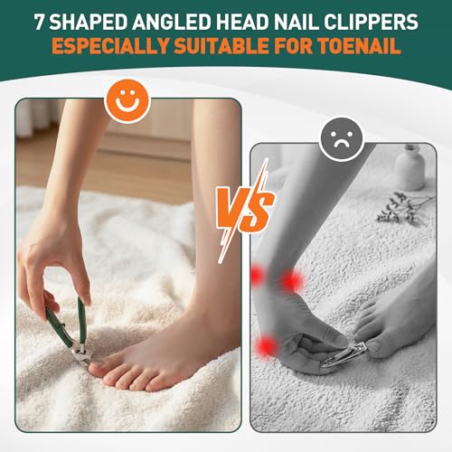 Xeaejex 3PCS Nail Clippers Set for Seniors | Wide Jaw Toenail & Fingernail Cutters