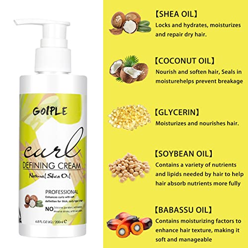 WOZUTUNT Curl Defining Cream - 2pc Curling Perfection with Anti-Frizz & 9-Row Brush