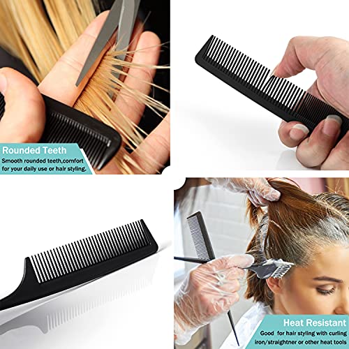 6-Piece Carbon Fiber Hair Comb Set - Anti-Static & Heat Resistant