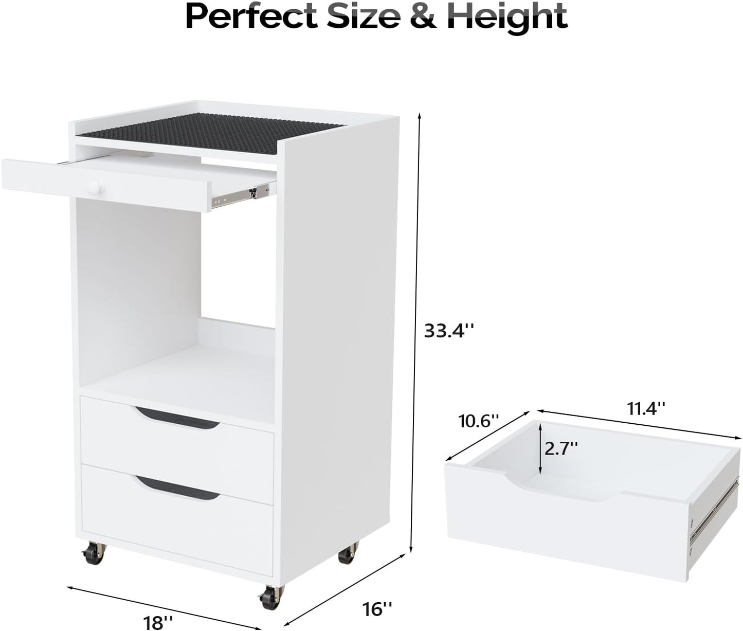 Salon Trolley Cart with Wheels - Mobile Beauty Organizer with Non-Slip Drawers | White