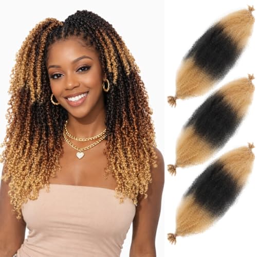 Hbegant 24 Inch Afro Spring Twist Hair - Pre-Fluffed Extensions, 1B/27#