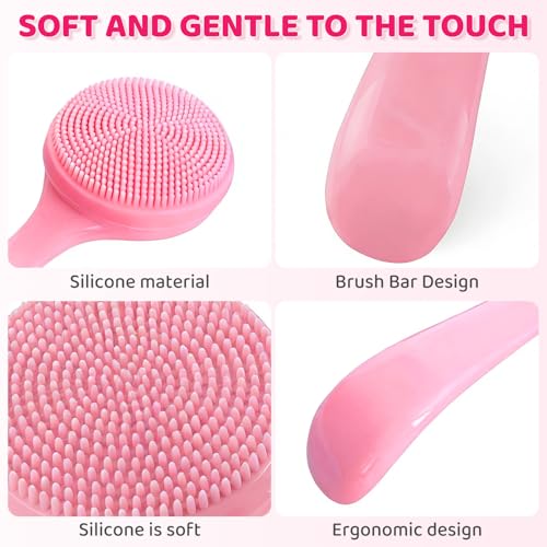 Silicone Facial Cleansing Brush Set - 2 Pcs Waterproof Scrubbers
