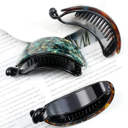 Mistofu Amber 02 French Curved Hair Clip No Slip Strong Grip for Thick & Medium Hair