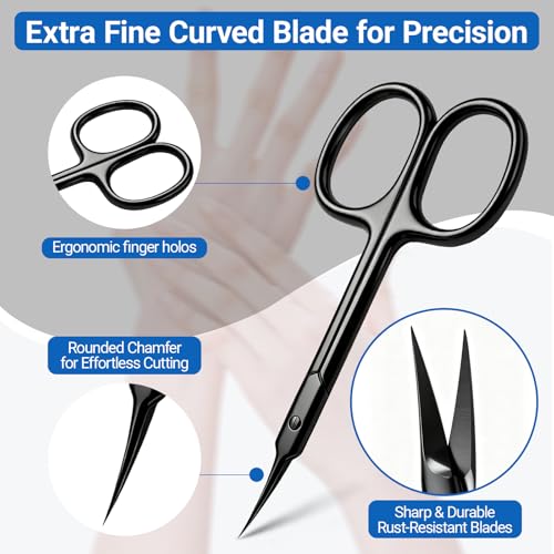 Premium Cuticle Scissors Set - Precision Small Nail & Eyebrow Grooming Tools