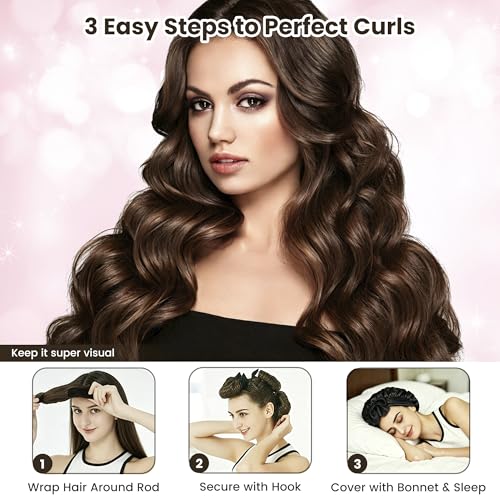 Velvet Heatless Curls Overnight Set with Satin Bonnet - 5 Piece