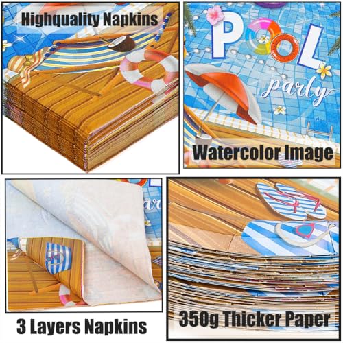 96-Piece Pool Party Tableware Set for 24 Guests - Plates, Napkins & Forks