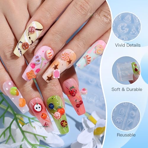 2 Pcs 3D Food & Fruit Silicone Nail Molds for Nail Art