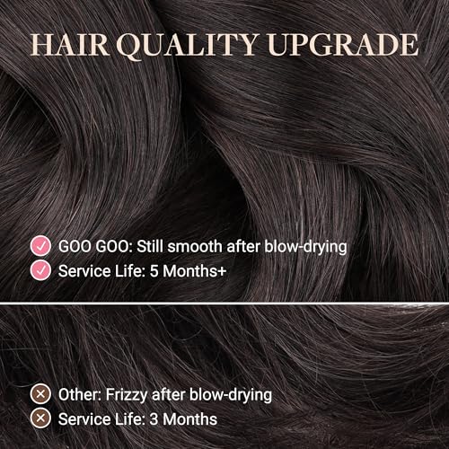 GOO GOO Tape in Hair Extensions Human Hair, 2 Dark Brown, 20inch 50g 20pcs, Skin Weft Seamless Invisible, Silky Straight with Thick Ends, Remy Human Hair