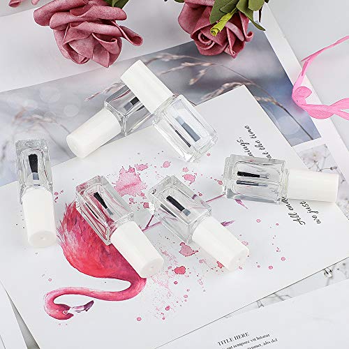 GTHER 20PCS 5ML White Glass Nail Polish Bottles with Brush, Funnel & Mixing Balls