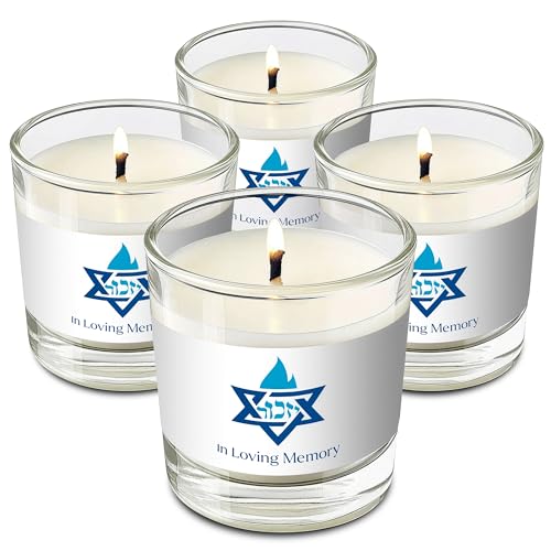 Ohr Candles Yahrzeit Memorial Candles - 26 Hour Burn Time, 4 Pack