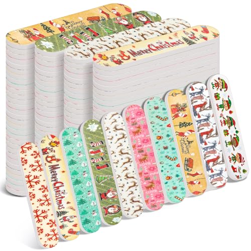 100 Pack Christmas Mini Nail Files - Double-Sided Holiday Emery Boards