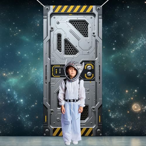 Galaxy Alien Theme 3D Door Banner - Space Station Birthday Decoration