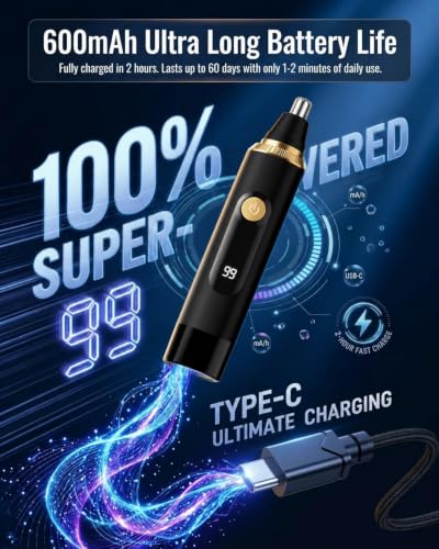 RAXMETRY USB Rechargeable Nose Hair Trimmer Blackgold - Painless & Waterproof