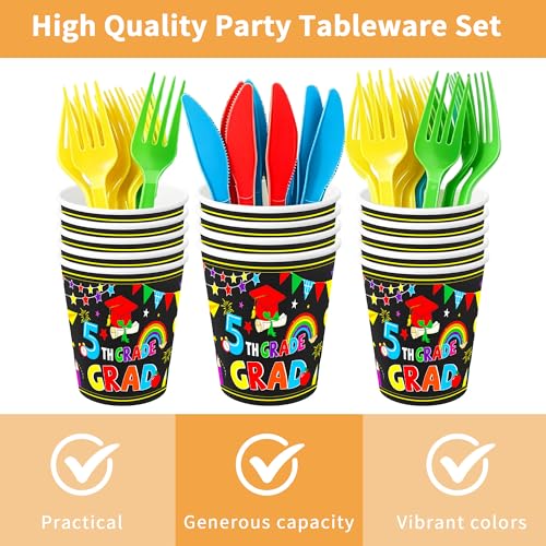 5th Grade Graduation Decorations Set for 25 Guests - 150 Pcs Tableware