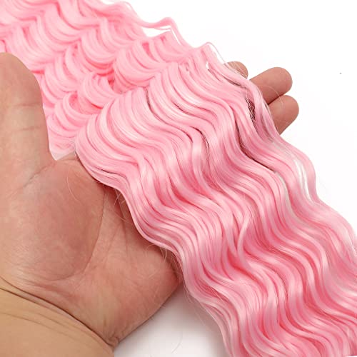24-Inch Ocean Wave Crochet Braiding Hair Extensions - 3 Pack Pink