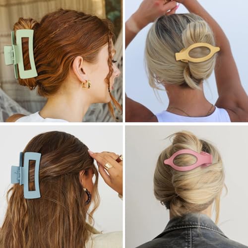 CHANDAT Hair Clips Set for Women - 8 Assorted Claw & Flat Clips
