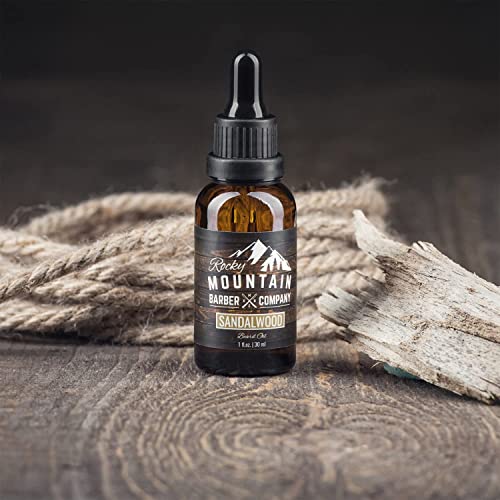 Rocky Mountain Barber Company Mustache & Sandalwood Beard Oil 1 oz - Tames & Styles Beards