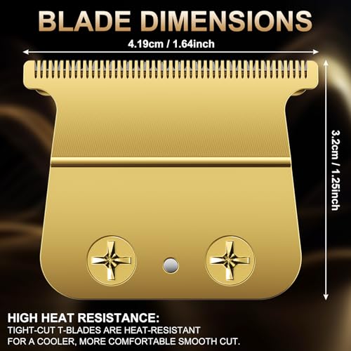 CR8GR8 Golden DLC T-Blades Replacement for BaByliss FX787, FX799, FX726, FX729 - Precision Hair Trimmer Blades