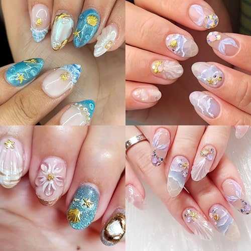 3 Boxes 3D Beach Starfish Nail Charms & Seashell Gems