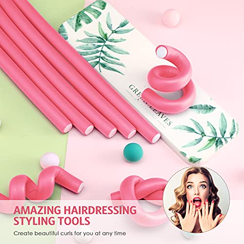 Syhood Pink Flexible No Heat Hair Curling Rods 30 Pcs 9.45 x 0.55 Inch - DIY Curling Tool