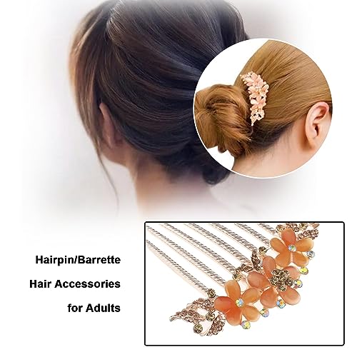 Champagne Flower Hair Comb with Rhinestones - Wedding Headpiece