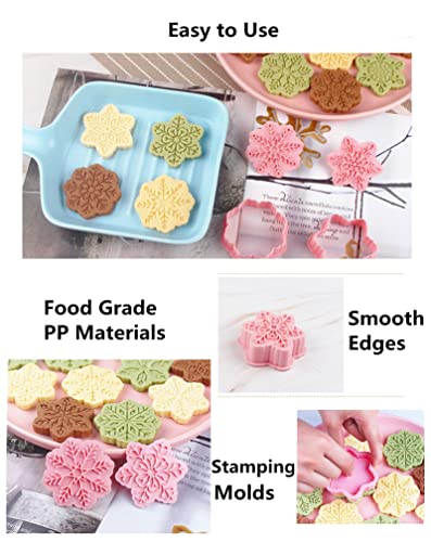 9-Pattern Snowflake Cookie Stamps Set - Food Grade Plastic Molds