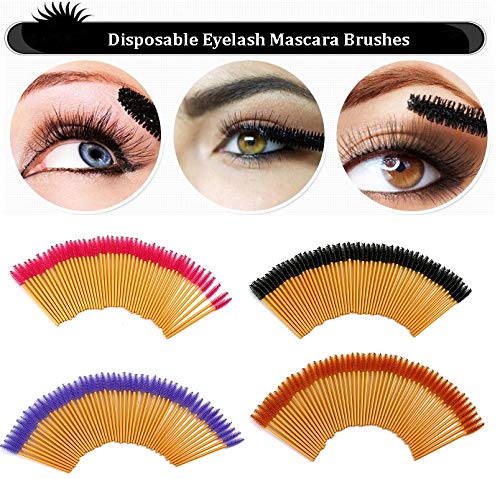 200 Pcs Disposable Eyelash Mascara Brushes with Bamboo Handle