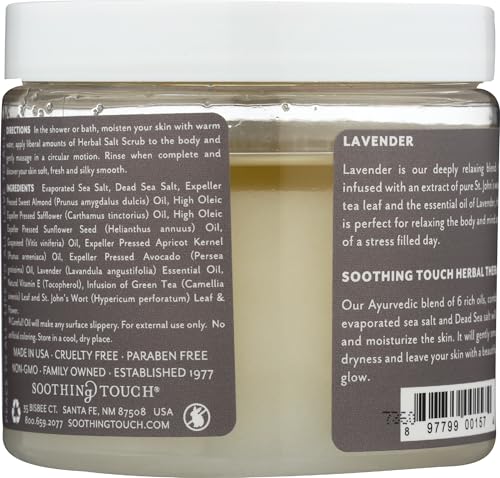 Soothing Touch Lavender Herbal Salt Scrub - 20 oz Exfoliating & Moisturizing