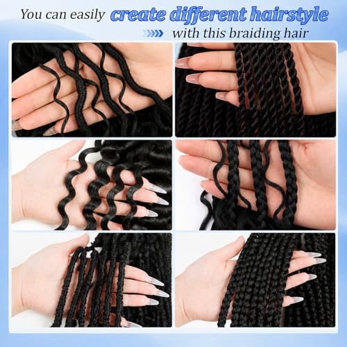 18 Inch Deep Wave Crochet Hair - Soft & Lightweight Synthetic Braiding Hair, 1B (3 Packs)