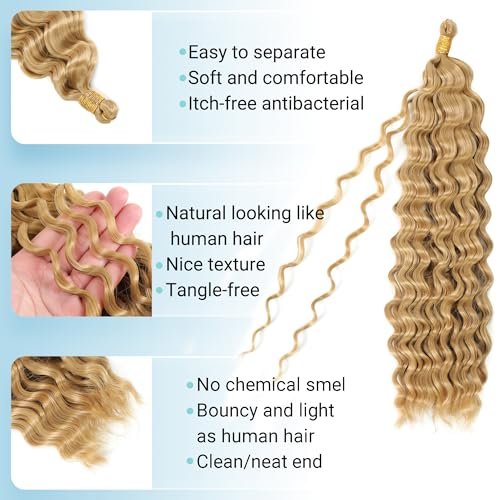 Gladream 18 Inch Deep Wave Crochet Hair - Boho Curly Braiding Hair #27