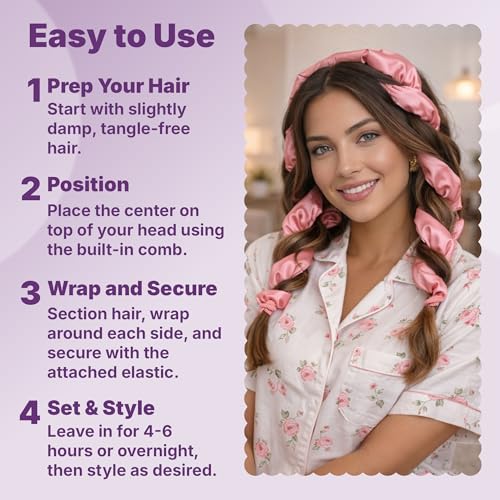 Goody Satin Heatless Hair Curler with 4 Rods for Damage-Free Curls