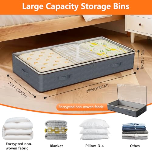 90L Under Bed Storage Containers - 2-Pack Grey Storage Bins