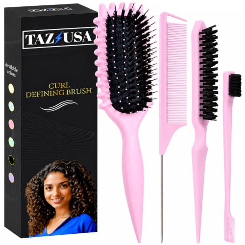 Curl Defining Brush Set - 4 Pcs Detangling Brushes for Curly Hair