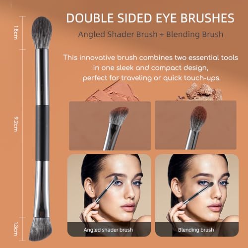 ENERGY 4-Piece Travel Eye Makeup Brush Set with Mirror Case