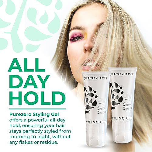 Purezero Styling Gel for Volume and Control, Vegan & Sulfate-Free, 8oz (2 Pack)