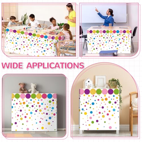 Polka Dots Table Skirt for Teacher Desks - 72x30 Inches