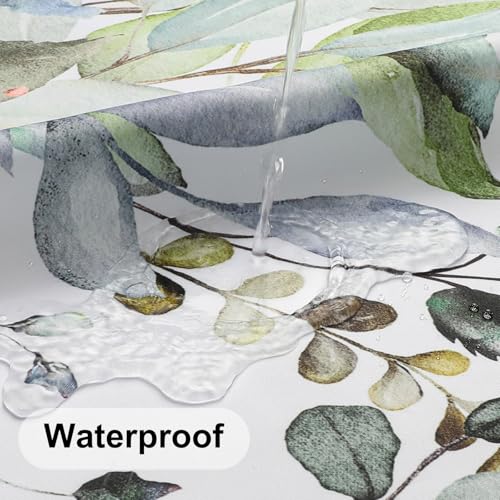 Waterproof Sage Green Eucalyptus Shower Curtain with Hooks - 36" x 72"