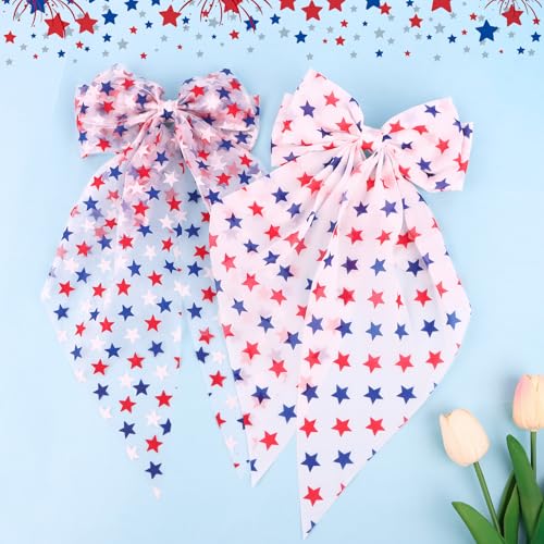 WHAVEL 4th of July Patriotic Hair Bow Set - Pattern A, 2PCS