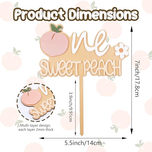 One Sweet Peach Cake Topper - Wooden & Acrylic for 1st Birthday