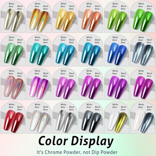 DRMODE 24-Color Mirror & Holographic Chrome Nail Powder Kit for Nail Art
