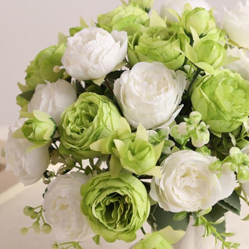 Silk Peony Artificial Flowers Bouquets - 2 Bunches for Home Decor
