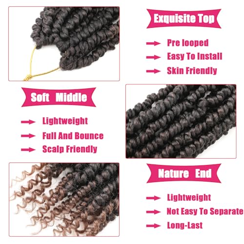 Zoewan 10 Inch Pre-Twisted Passion Twist Crochet Hair - 6 Pack Ombre Brown
