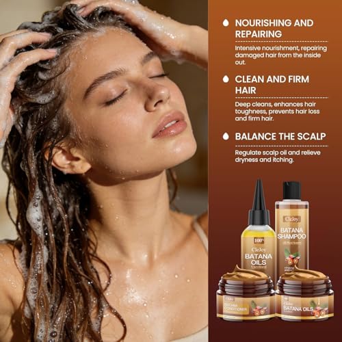 Botanic Batana Oil Shampoo and Conditioner Set ? Unrefined Batana Hair Mask & Growth Oil, Natural Repair for Thinning Hair, Curly & Damaged Hair Care Set for Men & Women