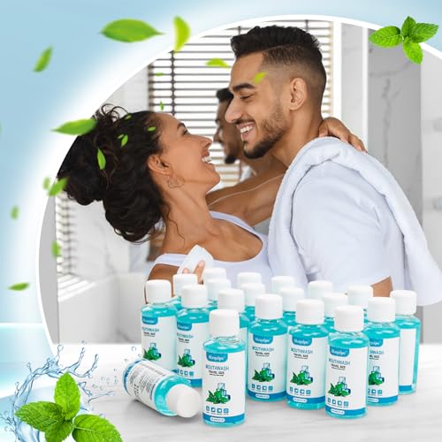 SLequipo 10 Pack Travel Size Mint Mouthwash Bottles 1.2oz/35ml - Bulk Fresh Breath