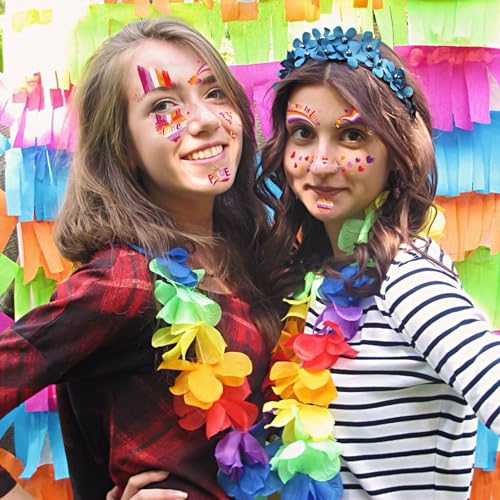 HOWAF 12pcs LGBTQ Pride Glitter Face Tattoos for Pride Month & Parades
