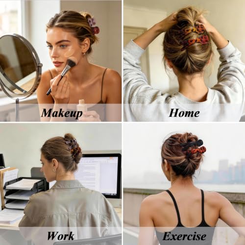 Amlaidu Stackable Flat Hair Clips for Women - Black & Tortoise, Medium to Thick Hair