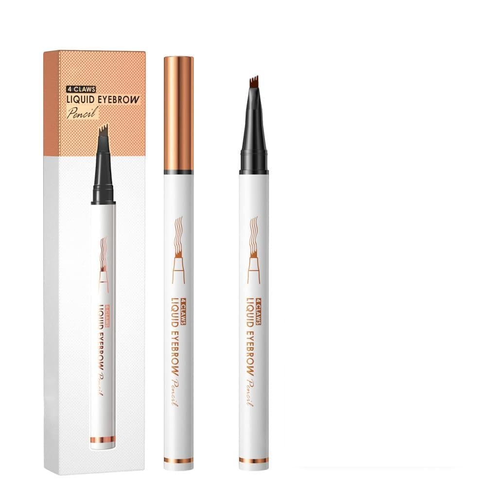 Magic Eyebrow Pencil - 3D Waterproof Microblading Pen with 4-Tip Spoolie Brush | Dark Brown, Precise Contouring for Natural Brows