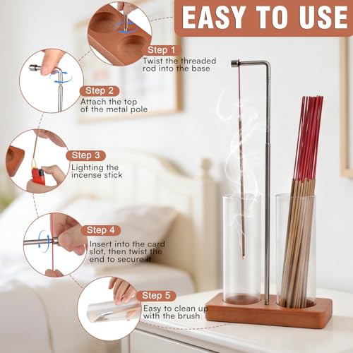 2-in-1 Incense Holder with Glass Ash Catcher for Meditation