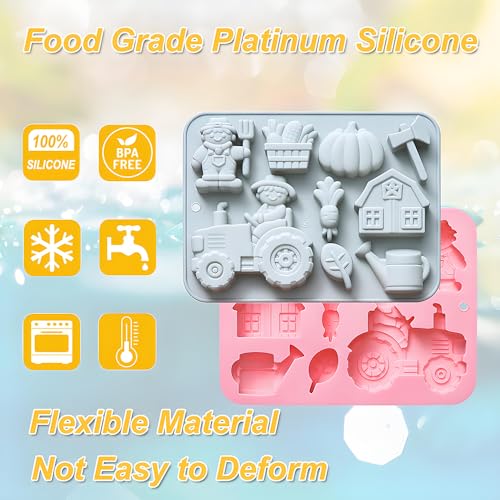 Silicone Chocolate Molds - 9 Cavity Farm Theme Set for Baking