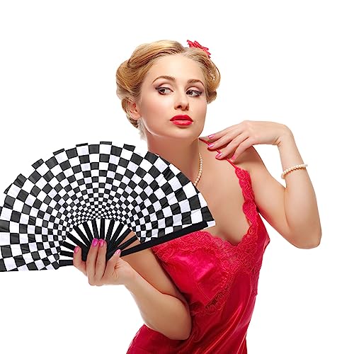 2 PCS Large Bamboo Folding Hand Fan - Colorful Rave Accessory